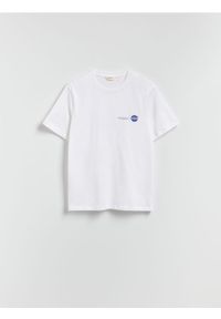Reserved - T-shirt z nadrukiem NASA - biały. Kolor: biały. Materiał: bawełna, dzianina. Wzór: nadruk