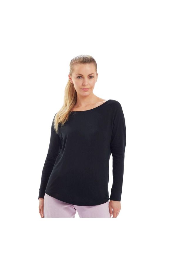 MANTIS - Damska Koszulka Z Długim Rękawem O Luźnym Kroju. Kolor: czarny. Długość rękawa: długi rękaw. Długość: długie