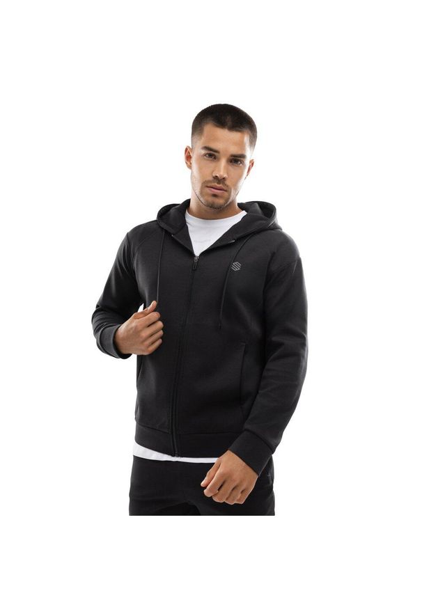 SIROKO - Męska rozpinana bluza treningowa z kapturem Fitness Siroko Intrepid. Typ kołnierza: kaptur. Kolor: czarny. Materiał: materiał. Sport: fitness
