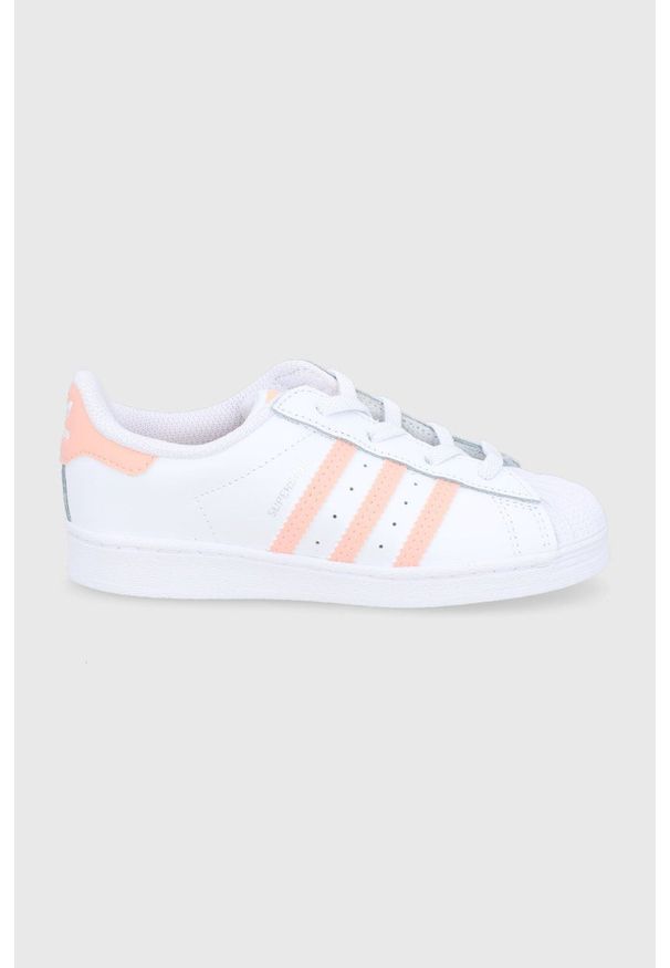 adidas Originals Buty dziecięce SUPERSTAR I EL kolor biały. Nosek buta: okrągły. Zapięcie: sznurówki. Kolor: biały. Model: Adidas Superstar