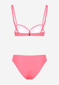 Born2be - Różowe Bikini Biustonosz z Trójkątną Ozdobą i Majtki Typu Figi Natisalia. Kolor: różowy. Wzór: aplikacja #5