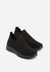 Born2be - Czarne Siateczkowe Buty Sportowe Sneakersy o Wsuwanym Fasonie Abhold. Okazja: na spacer, na co dzień. Kolor: czarny. Materiał: jeans. Sport: turystyka piesza #5