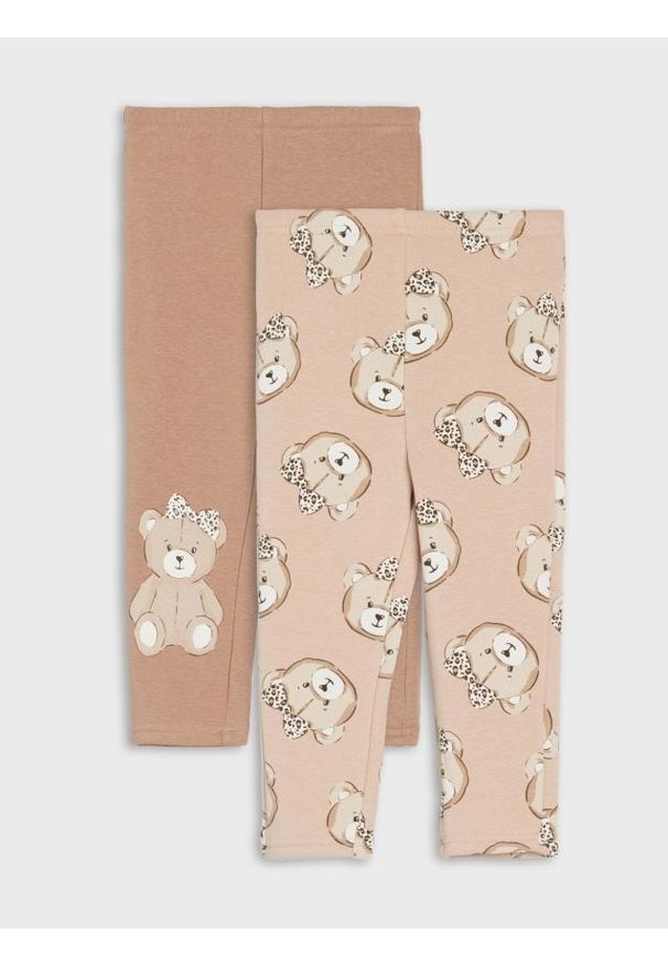 Sinsay - Dzianinowe legginsy z ociepleniem 2 pack - kremowy. Kolor: kremowy. Materiał: dzianina