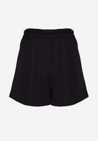 Born2be - Czarne Spódnico-Szorty z Wysokim Stanem Paskiem i Metaliczną Ozdobą Narnllea. Okazja: na co dzień. Stan: podwyższony. Kolor: czarny. Materiał: jeans. Wzór: aplikacja. Styl: casual, elegancki, klasyczny #4