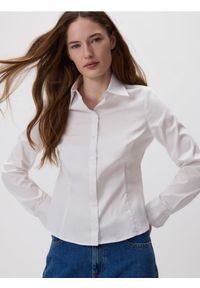 Reserved - Koszula slim fit - biały. Kolor: biały. Materiał: bawełna, tkanina