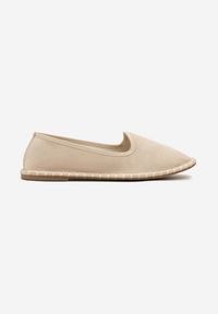 Born2be - Beżowe Espadryle Balerinki z Ozdobnymi Przeszyciami Firavione. Okazja: na co dzień, na imprezę. Kolor: beżowy. Materiał: len. Sezon: lato. Styl: klasyczny, casual #3