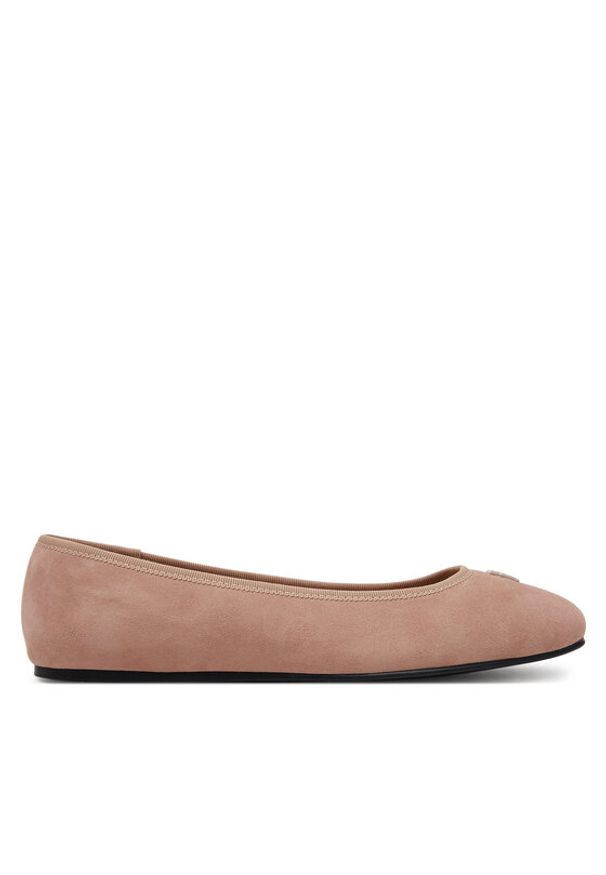 TOMMY HILFIGER - Tommy Hilfiger Baleriny Th Hardware Suede Ballerina FW0FW08655 Beżowy. Kolor: beżowy. Materiał: zamsz, skóra