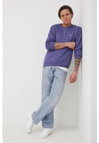 Tommy Jeans Bluza męska kolor fioletowy gładka. Kolor: fioletowy. Materiał: dzianina, bawełna. Wzór: gładki