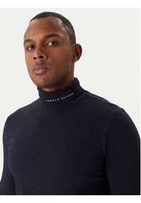 TOMMY HILFIGER - Tommy Hilfiger Golf Logo MW0MW28787 Granatowy Slim Fit. Typ kołnierza: golf. Kolor: niebieski. Materiał: bawełna #4
