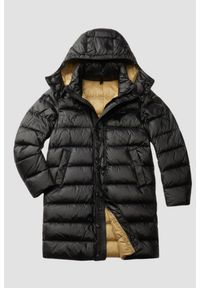 Blauer USA - BLAUER Czarna długa kurtka męska Carver Raincoat Long Jackets. Kolor: czarny. Materiał: poliamid, puch. Długość: długie #5