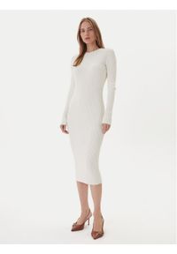 Kontatto Sukienka dzianinowa 3M0829C Écru Slim Fit. Materiał: syntetyk