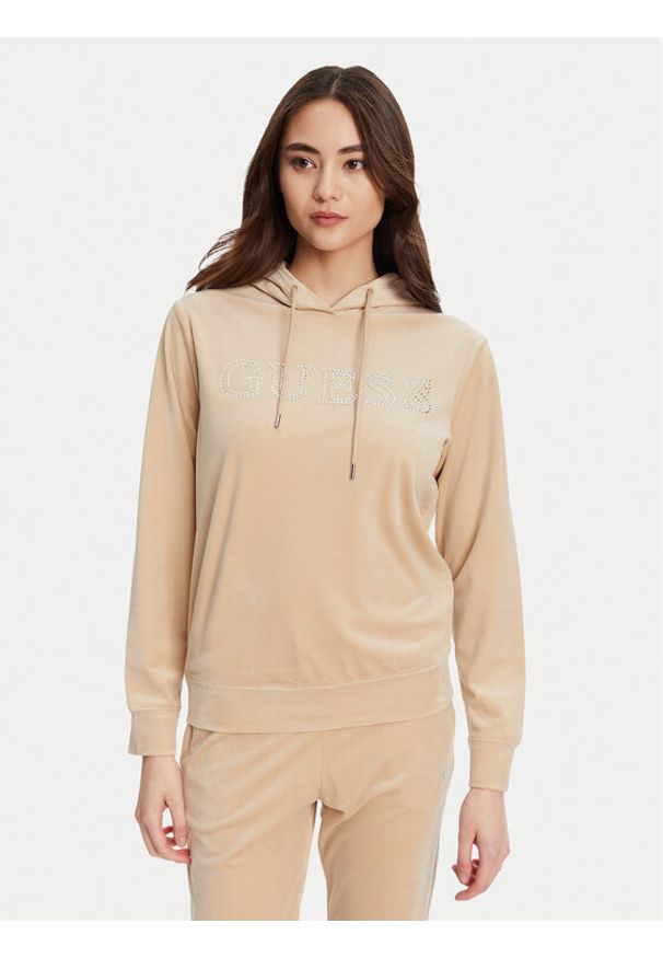 Guess Bluza V4RQ25 K0232 Beżowy Regular Fit. Kolor: beżowy. Materiał: syntetyk