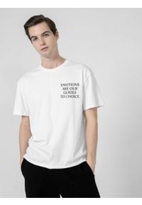 outhorn - T-shirt z nadrukiem męski - biały. Okazja: na co dzień. Kolor: biały. Materiał: dzianina, bawełna. Wzór: nadruk. Styl: casual #8