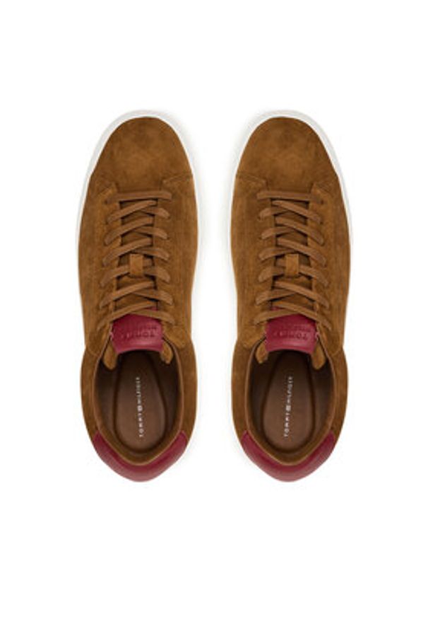 TOMMY HILFIGER - Tommy Hilfiger Sneakersy Premium Dress Cupsole FM0FM05573 Brązowy. Kolor: brązowy. Materiał: zamsz, skóra