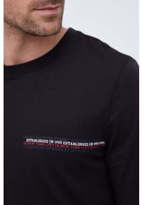 TOMMY HILFIGER - Tommy Hilfiger longsleeve bawełniany kolor czarny z nadrukiem. Kolor: czarny. Materiał: bawełna. Długość rękawa: długi rękaw. Długość: długie. Wzór: nadruk. Styl: klasyczny #2