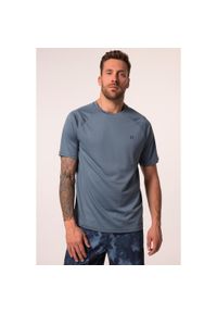 JAY-PI - Męski T-shirt FLEXNAMIC® fitness rękaw 1/2 nadruk z tyłu QuickDry. Kolekcja: plus size. Kolor: szary, niebieski, wielokolorowy. Materiał: poliester, materiał. Wzór: nadruk. Sport: fitness