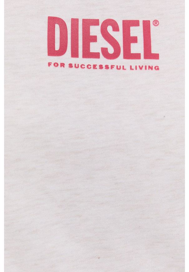 Diesel T-shirt bawełniany kolor kremowy. Okazja: na co dzień. Kolor: beżowy. Materiał: bawełna. Wzór: nadruk. Styl: casual