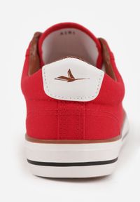 Born2be - Czerwone Klasyczne Trampki do Kostki z Lamówką przy Podeszwie Kasiope. Okazja: na co dzień. Kolor: czerwony. Materiał: jeans. Styl: klasyczny #7