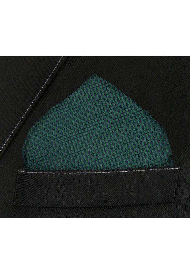 Męska, Elegancka Poszetka - Alties - Ciemna Zieleń, Drobny Wzór. Materiał: poliester