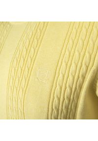 Lekki, Męski Sweter Bawełniany - Pako Jeans - Żółty, Faktura Materiału. Okazja: na spotkanie biznesowe, do pracy. Kolor: żółty, złoty, wielokolorowy. Materiał: bawełna. Styl: biznesowy, klasyczny #7