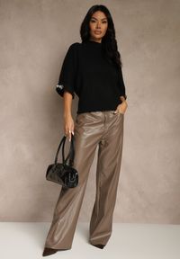 Renee - Czarny Sweter z Cyrkoniami przy Rękawach Corentusa. Okazja: na co dzień. Kolor: czarny. Materiał: jeans. Wzór: aplikacja. Styl: casual, elegancki #5