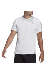 Adidas - Koszulka adidas Own The Run HB7444 - biała. Kolor: biały. Materiał: materiał, poliester. Długość rękawa: krótki rękaw. Długość: krótkie. Sport: bieganie