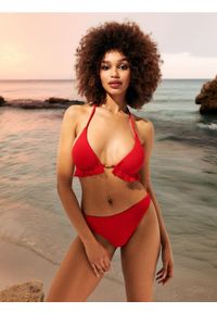 Sinsay - Dół od bikini - czerwony. Kolor: czerwony. Materiał: włókno, prążkowany, materiał