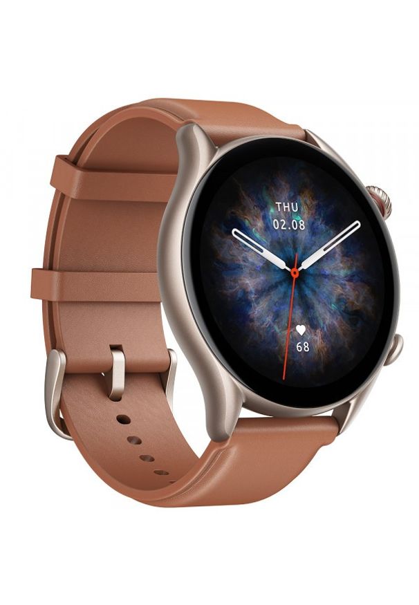 Huami - Amazfit GTR 3 Pro Brown Leather. Rodzaj zegarka: smartwatch. Materiał: koronka. Styl: klasyczny, elegancki, sportowy