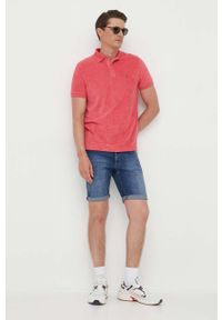 TOMMY HILFIGER - Tommy Hilfiger polo męski kolor różowy gładki. Typ kołnierza: polo. Kolor: różowy. Materiał: dzianina. Wzór: gładki #3