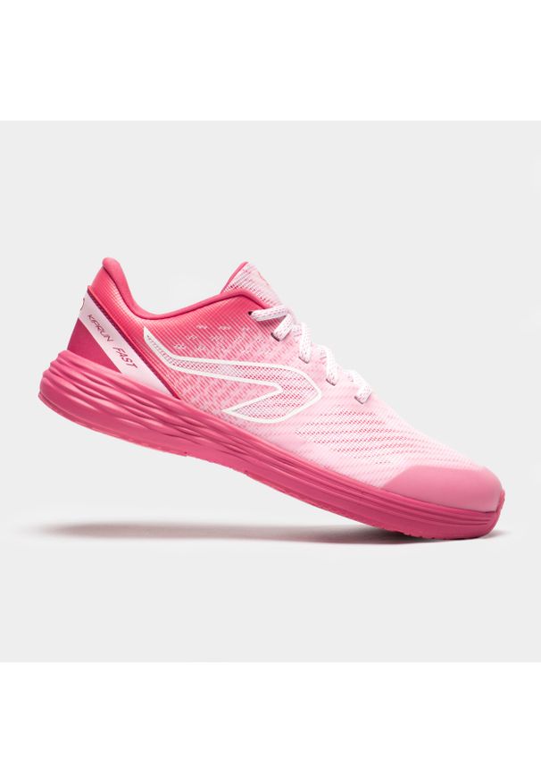 KIPRUN - Buty do biegania dla dzieci Kiprun Fast. Kolor: biały, wielokolorowy, różowy. Materiał: kauczuk. Sport: bieganie