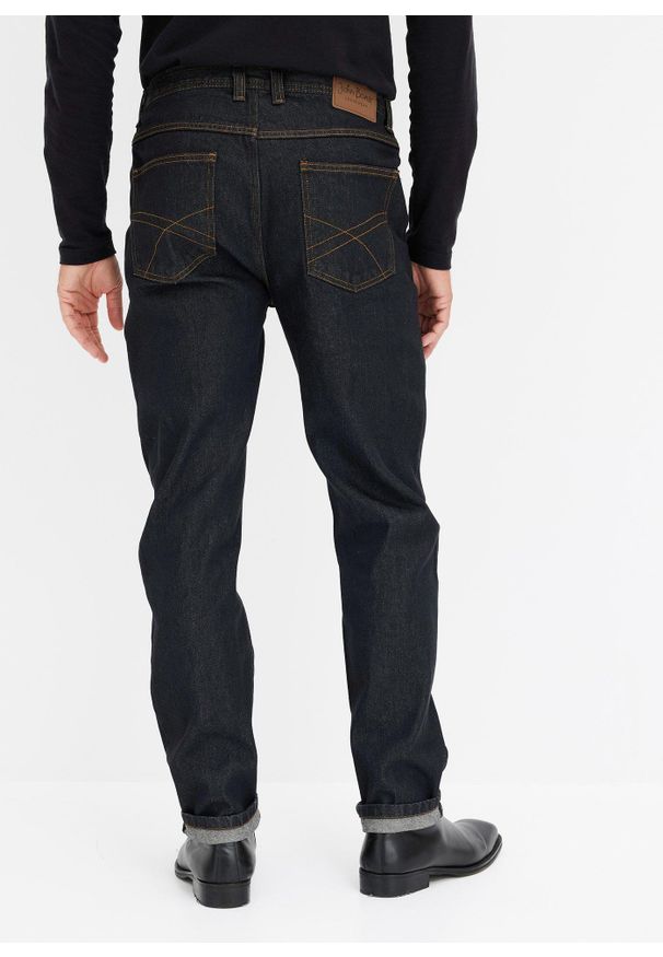 bonprix - Dżinsy z elastycznymi wstawkami w talii, classic fit straight. Stan: podwyższony. Kolor: czarny