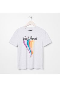 Sinsay - Koszulka z nadrukiem - Jasny szary. Kolor: szary. Wzór: nadruk #1