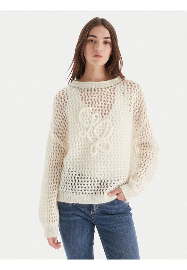 Liu Jo Sweter MF5430 MS039 Écru Relaxed Fit. Materiał: bawełna
