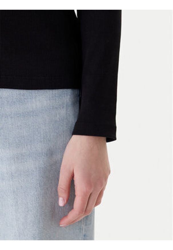 Calvin Klein Bluzka Ls Woven Label LV047E203G Czarny Slim Fit. Kolor: czarny. Materiał: bawełna
