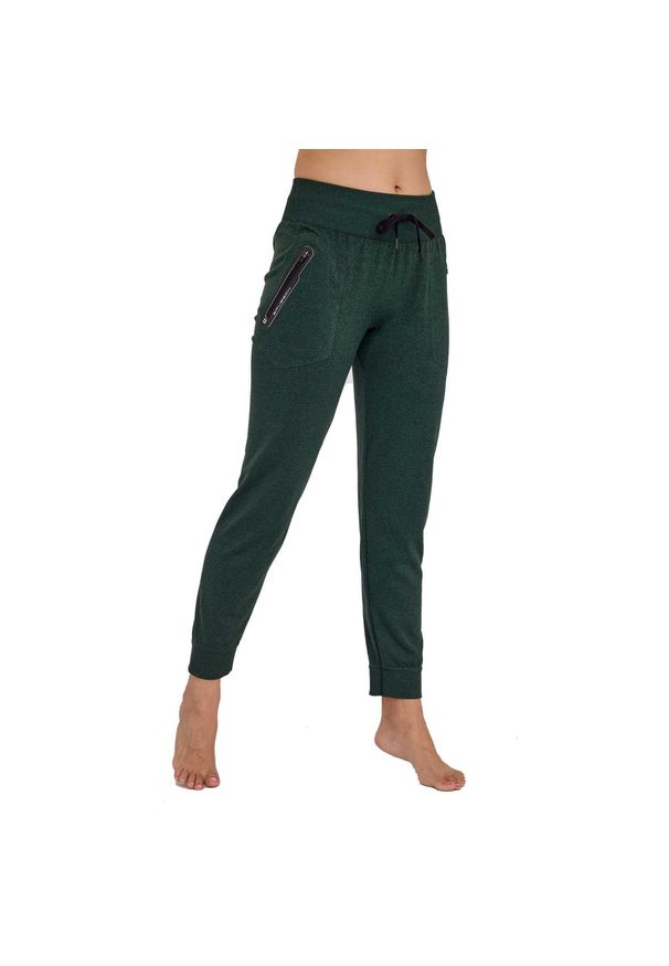 Spodnie dresowe termoaktywne damskie Brubeck Fusion. Kolor: zielony. Materiał: poliamid, poliester, elastan. Sezon: lato. Sport: turystyka piesza