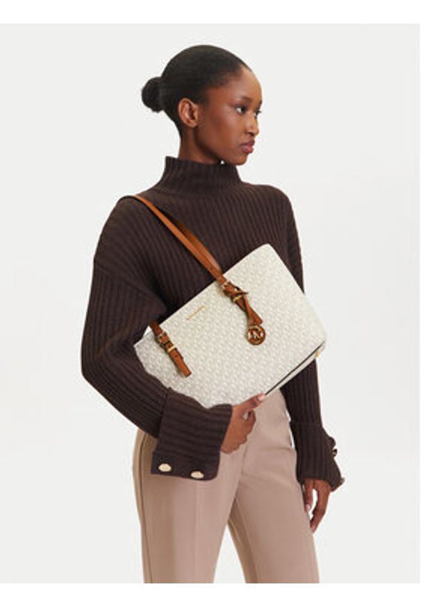 MICHAEL Michael Kors Torebka Quinn 30T5GQNT2B Beżowy. Kolor: beżowy. Materiał: skórzane