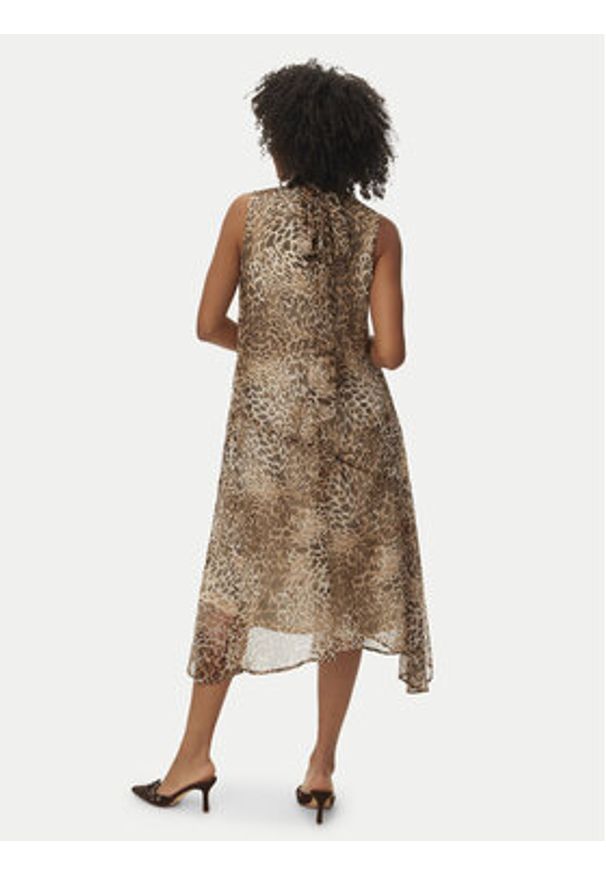 Vero Moda Sukienka letnia Smilla 10345453 Beżowy Regular Fit. Kolor: beżowy. Materiał: syntetyk. Sezon: lato