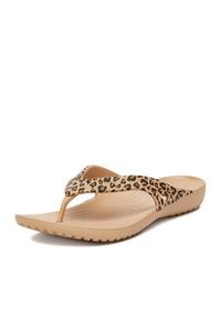 Crocs Japonki KADEE II LEOPARD FLIP W 206398-98R Beżowy. Kolor: beżowy #12