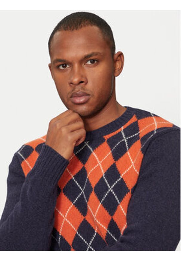 United Colors of Benetton - United Colors Of Benetton Sweter 103MK1088 Granatowy Regular Fit. Kolor: niebieski. Materiał: wełna