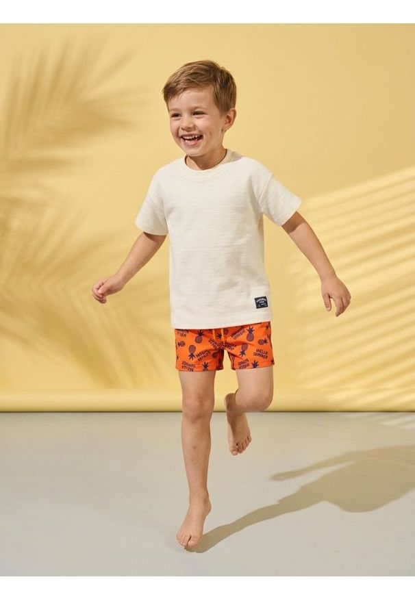 Sinsay - Kąpielówki z nadrukiem wakacyjnym - pomarańczowy. Kolor: pomarańczowy. Wzór: nadruk