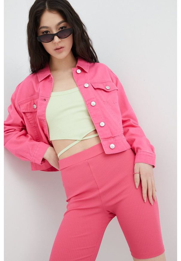 only - Only kurtka jeansowa damska kolor fioletowy przejściowa. Kolor: fioletowy. Materiał: jeans