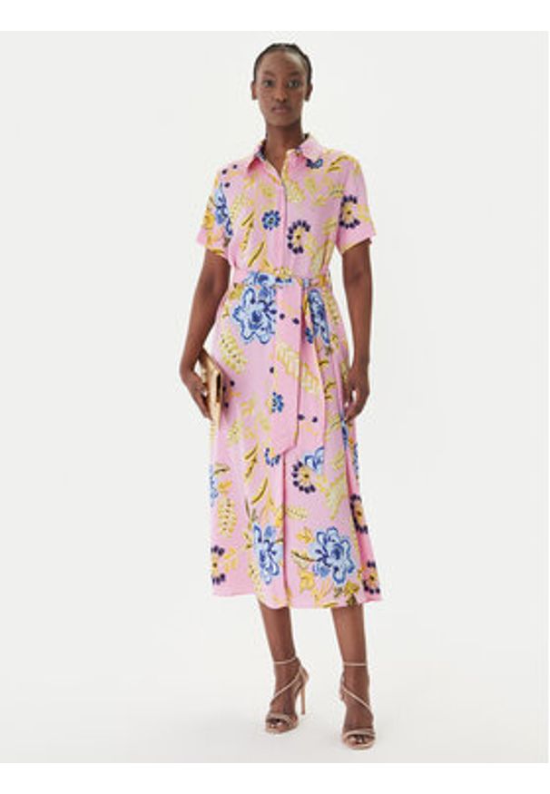 LOLA CASADEMUNT Sukienka koszulowa LS2616088 Różowy Regular Fit. Kolor: różowy. Materiał: syntetyk. Typ sukienki: koszulowe
