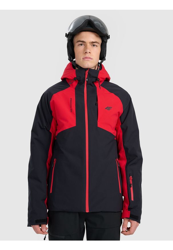 4f - 4F Kurtka narciarska membrana 8000 męska - czerwona XL. Kolor: czerwony. Materiał: poliester, materiał. Długość rękawa: raglanowy rękaw. Sezon: zima