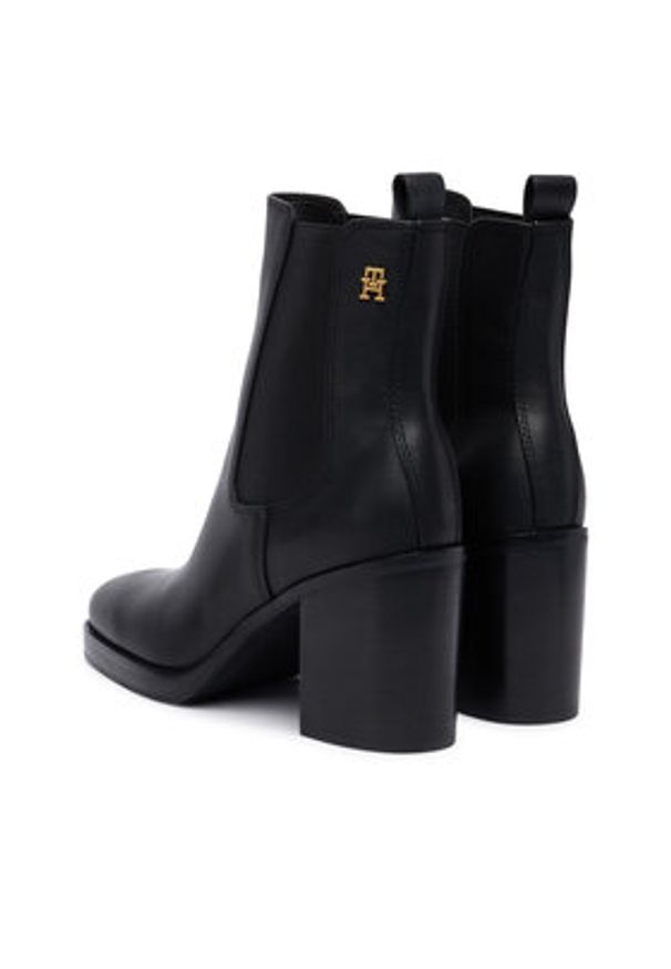 TOMMY HILFIGER - Tommy Hilfiger Botki Square Toe Chelsea High Block Hl FW0FW08844 Czarny. Kolor: czarny. Materiał: skóra