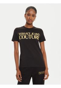 Versace Jeans Couture T-Shirt 77HAHT01 Czarny Regular Fit. Kolor: czarny. Materiał: bawełna