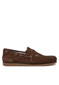 TOMMY HILFIGER - Tommy Hilfiger Półbuty Th Boat Shoe Core Suede FM0FM05387 Brązowy. Kolor: brązowy. Materiał: zamsz, skóra