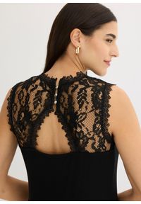 bonprix - Top z miękkiej mieszanki wiskozy. Kolor: czarny. Materiał: wiskoza, koronka. Wzór: koronka #3