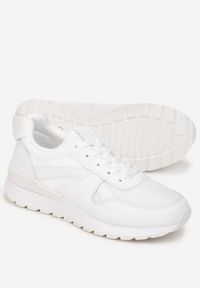 Born2be - Białe Sneakersy z Wstawkami Willamina. Wysokość cholewki: przed kostkę. Kolor: biały. Materiał: materiał. Szerokość cholewki: normalna