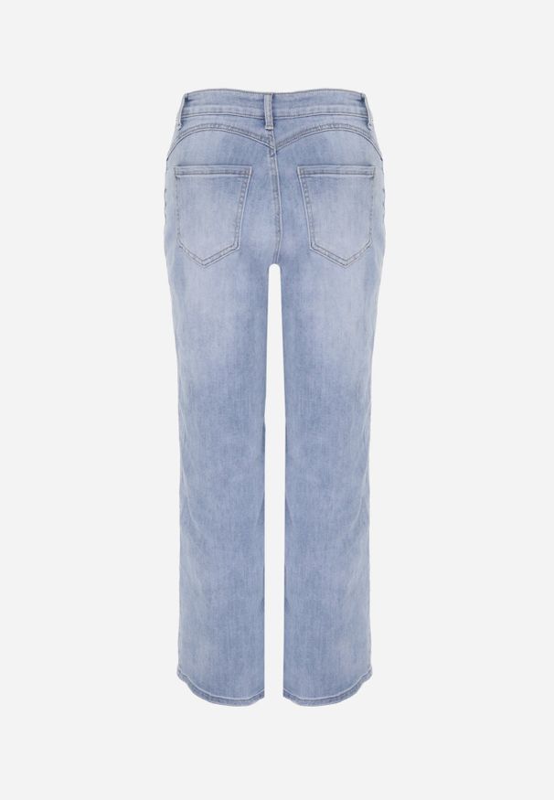 Renee - Niebieskie Bawełniane Jeansy High Waist Wide Leg Cariloth. Stan: podwyższony. Kolekcja: plus size. Kolor: niebieski