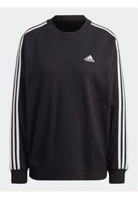 Adidas - adidas Bluza Essentials 3-Stripes Sweatshirt IC8766 Czarny Loose Fit. Kolor: czarny. Materiał: bawełna #3